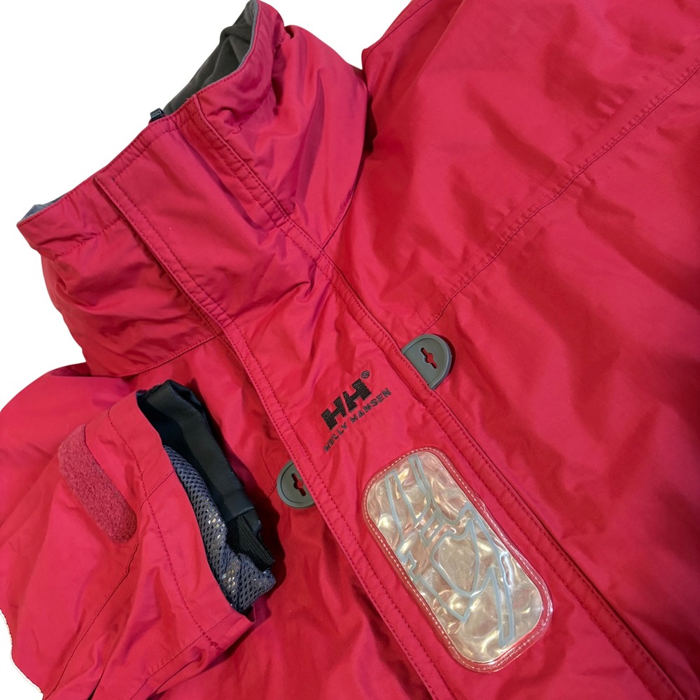 Helly Hansen Sailing Jacket Mens Large Red Colorblock Waterproof CS 31038 Z